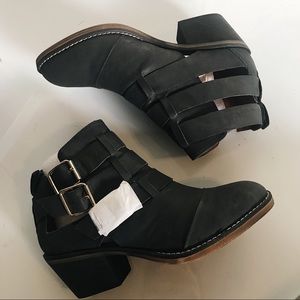 The Report Ackley Black Belted Cutout Ankle boots
